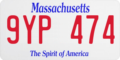 MA license plate 9YP474
