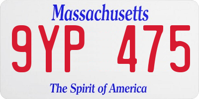 MA license plate 9YP475