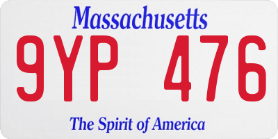 MA license plate 9YP476