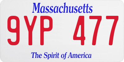 MA license plate 9YP477