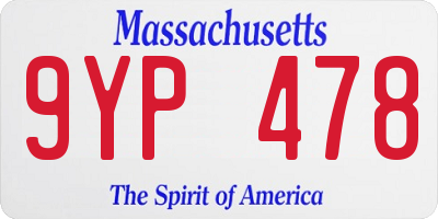 MA license plate 9YP478