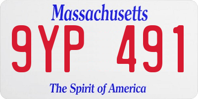 MA license plate 9YP491