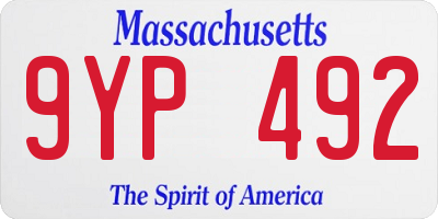 MA license plate 9YP492