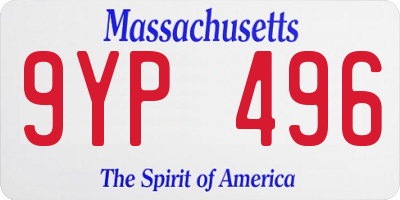 MA license plate 9YP496