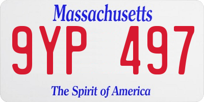 MA license plate 9YP497