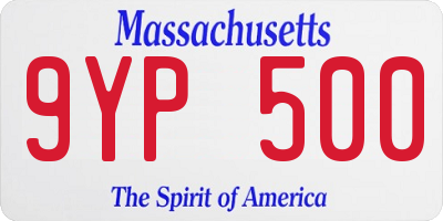 MA license plate 9YP500