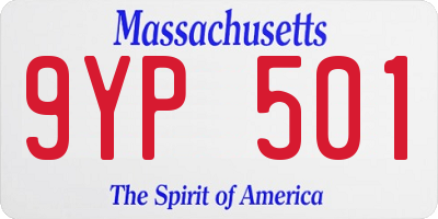 MA license plate 9YP501