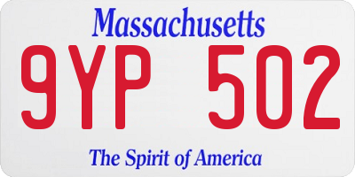 MA license plate 9YP502