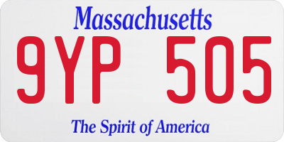 MA license plate 9YP505