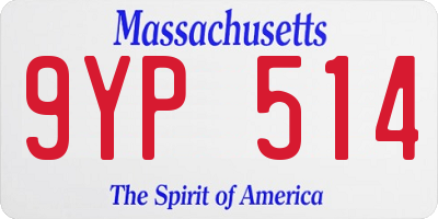 MA license plate 9YP514