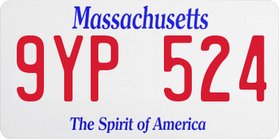 MA license plate 9YP524