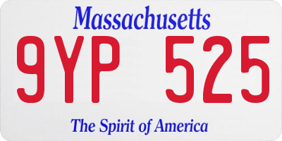 MA license plate 9YP525