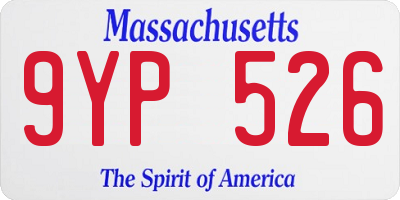 MA license plate 9YP526