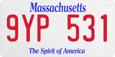 MA license plate 9YP531