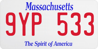 MA license plate 9YP533