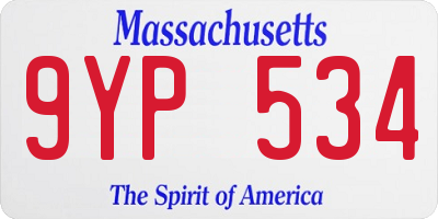 MA license plate 9YP534