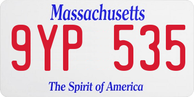 MA license plate 9YP535