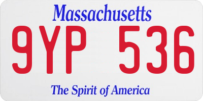 MA license plate 9YP536