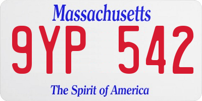 MA license plate 9YP542