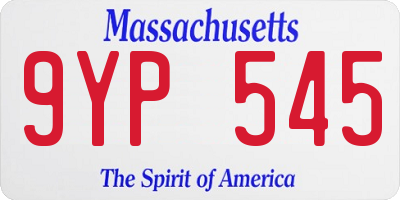 MA license plate 9YP545