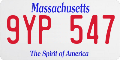 MA license plate 9YP547