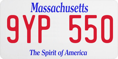 MA license plate 9YP550