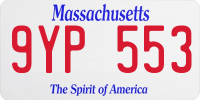 MA license plate 9YP553