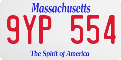 MA license plate 9YP554