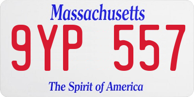 MA license plate 9YP557