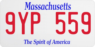 MA license plate 9YP559