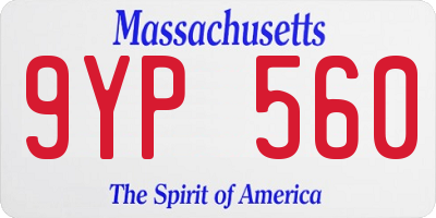MA license plate 9YP560