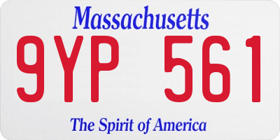 MA license plate 9YP561