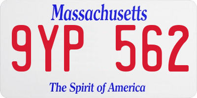 MA license plate 9YP562