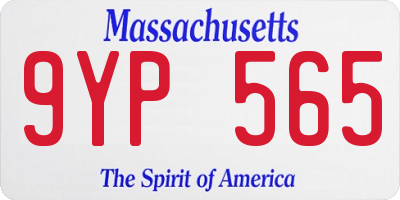 MA license plate 9YP565