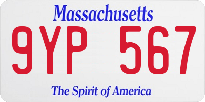 MA license plate 9YP567
