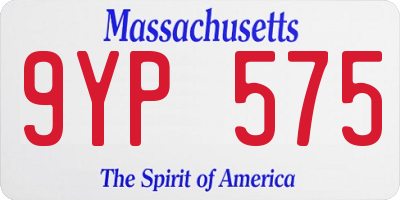 MA license plate 9YP575