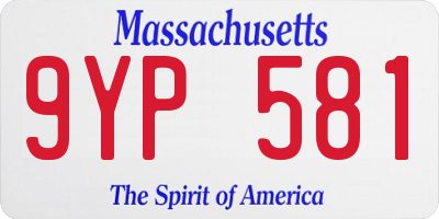 MA license plate 9YP581