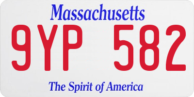 MA license plate 9YP582