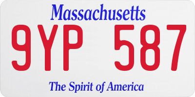 MA license plate 9YP587