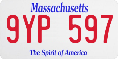 MA license plate 9YP597
