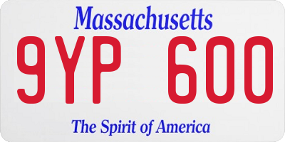 MA license plate 9YP600