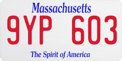 MA license plate 9YP603