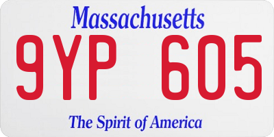 MA license plate 9YP605
