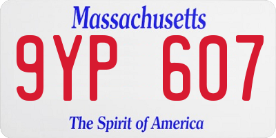 MA license plate 9YP607
