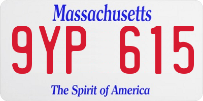 MA license plate 9YP615