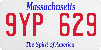MA license plate 9YP629