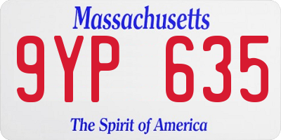 MA license plate 9YP635