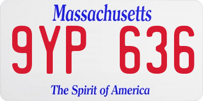 MA license plate 9YP636