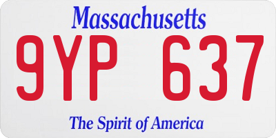 MA license plate 9YP637