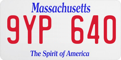 MA license plate 9YP640